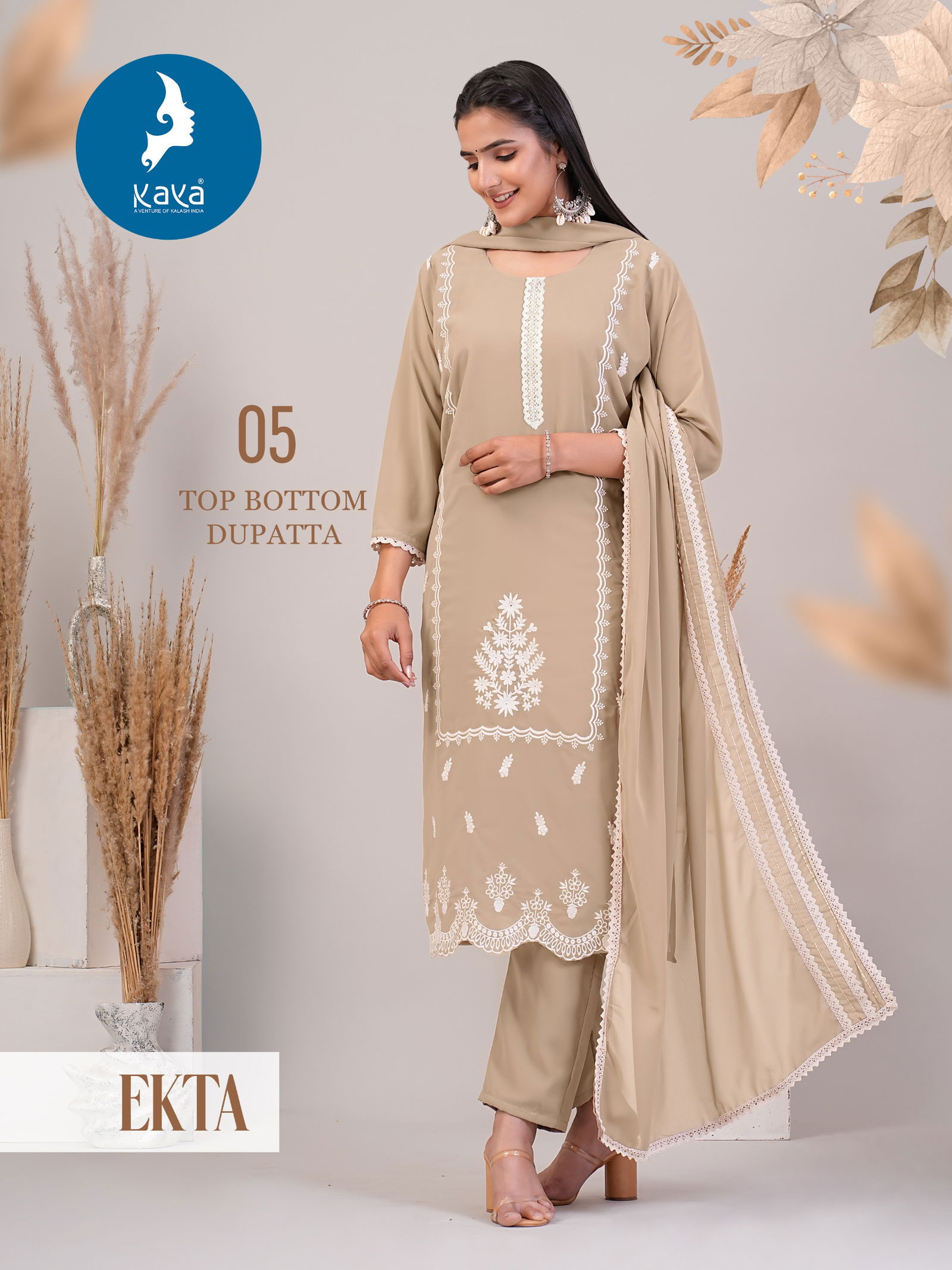 Ekta By Kaya Special Eid Design Georgette Kurti With Bottom Dupatta Wholesale Price In Surat